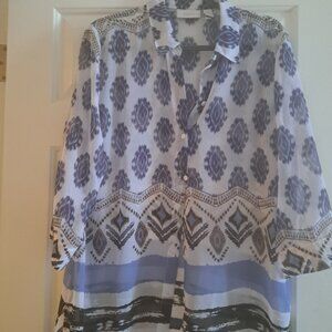 Chico's Sheer  blouse Blue Chico's size 2 (Large)